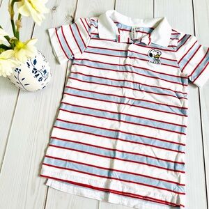 Janie and Jack Striped Polo with Snoopy Embroidered Patch